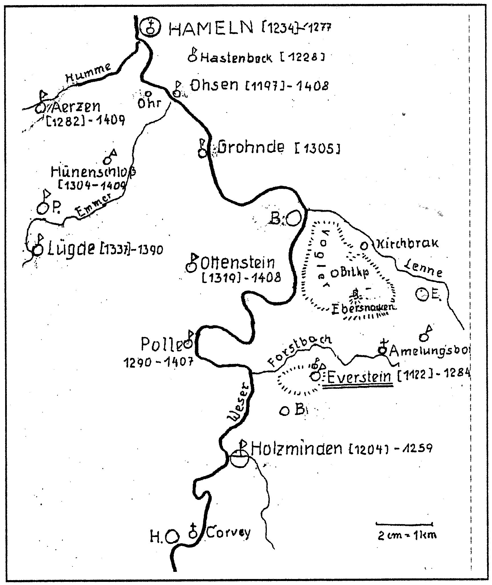 Karte des Besitzes der Grafen von Everstein